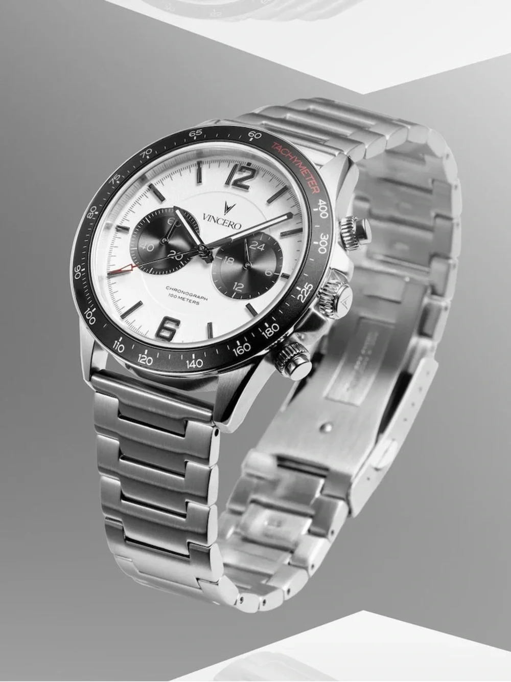 Vincero The Apex Panda Chronograph Watch - Silver & Black